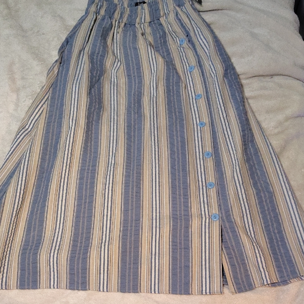 Striped Blue and Tan Women's Skirt